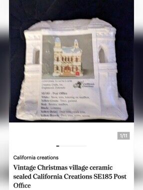 Vintage Christmas village ceramic sealed California Creations SE185 Post Office